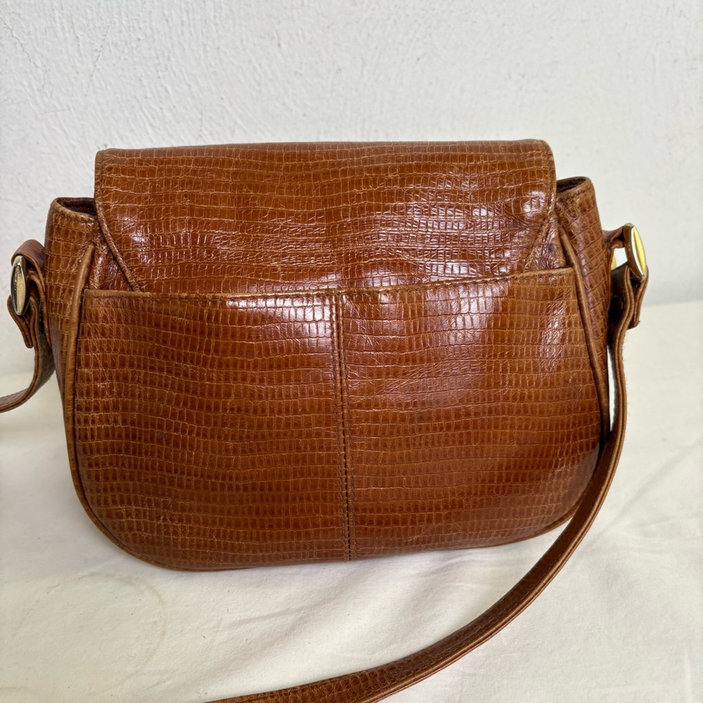 ETIENNE AIGNER vintage croc embossed cognac leather crossbody bag - Picture 8 of 16